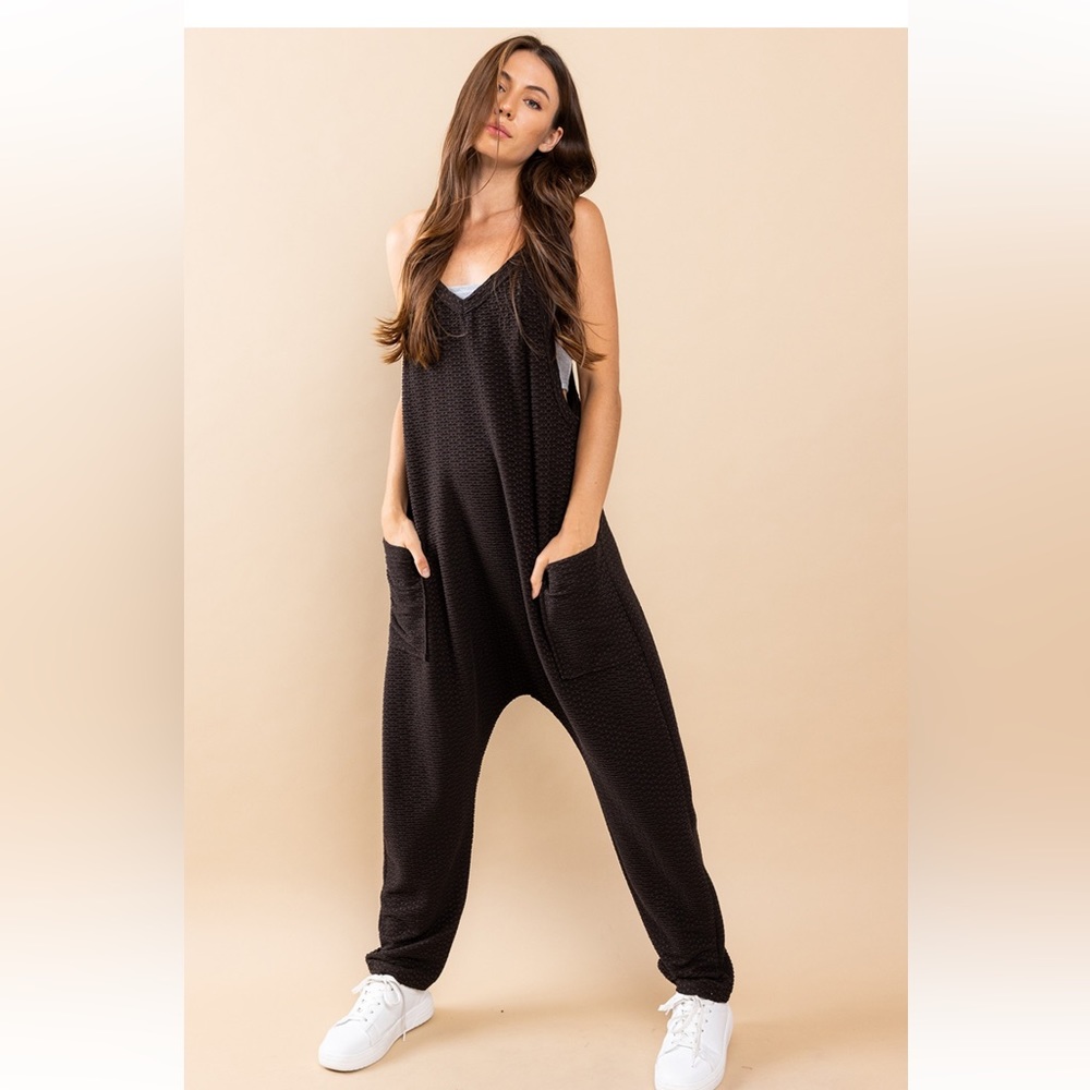 Boho Textured Fabric Harem Jumpsuit - Picture 3 of 7